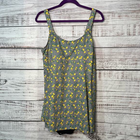 Vintage It Figures Slender Thighs Swim Dress Plus Size 20 Swimsuit Yellow Floral - Picture 2 of 9